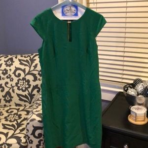 Tahari emerald green dress with gold detail